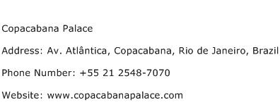 Copacabana Palace Address Contact Number