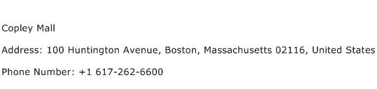 Copley Mall Address Contact Number