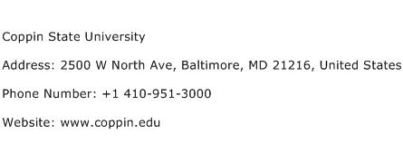 Coppin State University Address Contact Number