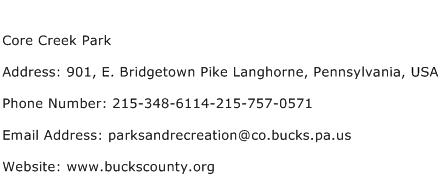 Core Creek Park Address Contact Number