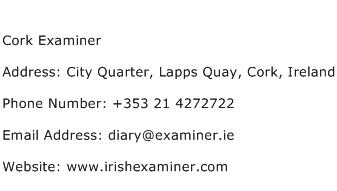 Cork Examiner Address Contact Number