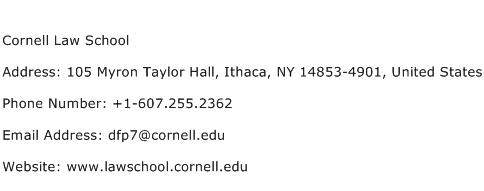 Cornell Law School Address Contact Number