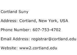Cortland Suny Address Contact Number