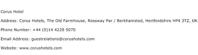 Corus Hotel Address Contact Number