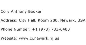 Cory Anthony Booker Address Contact Number