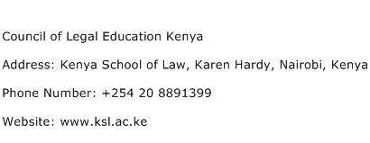 Council of Legal Education Kenya Address Contact Number