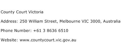 County Court Victoria Address Contact Number