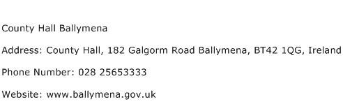 County Hall Ballymena Address Contact Number