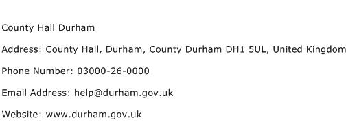 County Hall Durham Address Contact Number