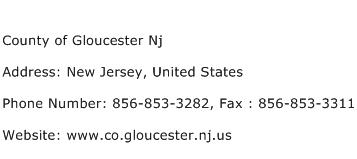 County of Gloucester Nj Address Contact Number