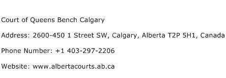 Court of Queens Bench Calgary Address Contact Number