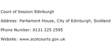 Court of Session Edinburgh Address Contact Number