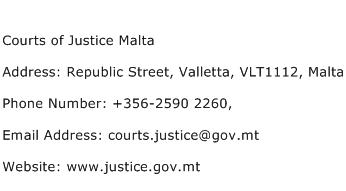 Courts of Justice Malta Address Contact Number
