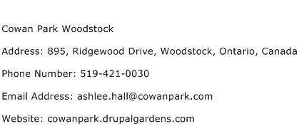 Cowan Park Woodstock Address Contact Number