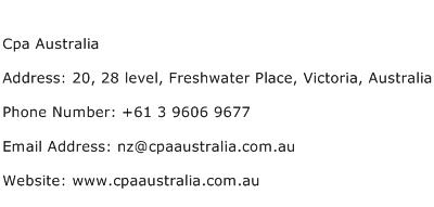 Cpa Australia Address Contact Number