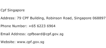 Cpf Singapore Address Contact Number