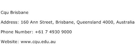 Cqu Brisbane Address Contact Number