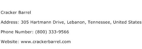 Cracker Barrel Address Contact Number