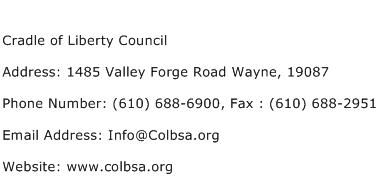 Cradle of Liberty Council Address Contact Number