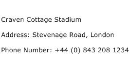 Craven Cottage Stadium Address Contact Number