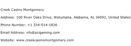 Creek Casino Montgomery Address Contact Number
