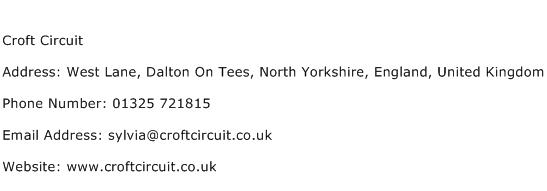 Croft Circuit Address Contact Number