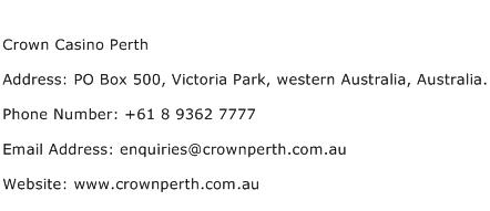 Crown Casino Perth Address Contact Number