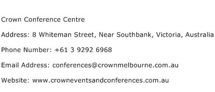Crown Conference Centre Address Contact Number