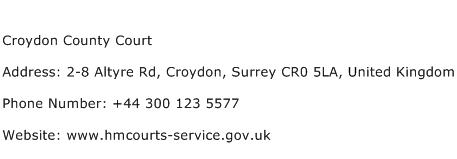 Croydon County Court Address Contact Number