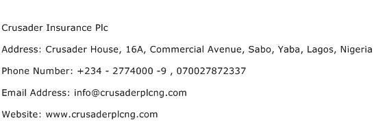 Crusader Insurance Plc Address Contact Number