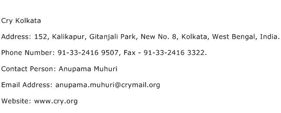Cry Kolkata Address Contact Number