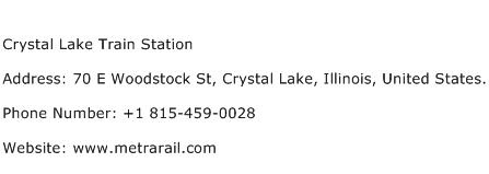 Crystal Lake Train Station Address Contact Number