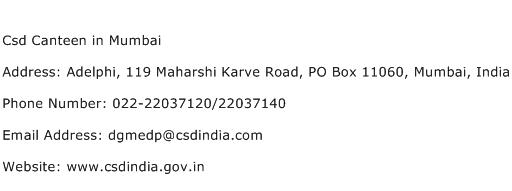 Csd Canteen in Mumbai Address Contact Number