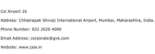Csi Airport 1b Address Contact Number