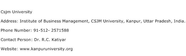 Csjm University Address Contact Number