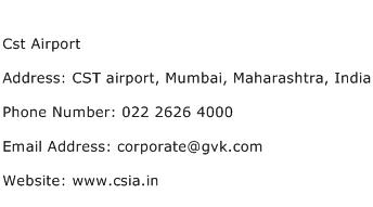 Cst Airport Address Contact Number