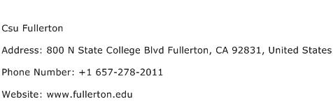 Csu Fullerton Address Contact Number