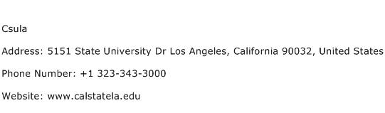 Csula Address Contact Number