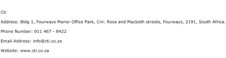 Cti Address Contact Number