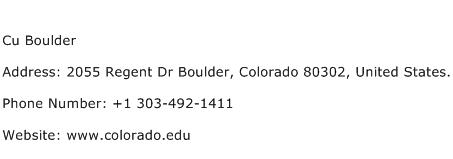 Cu Boulder Address Contact Number
