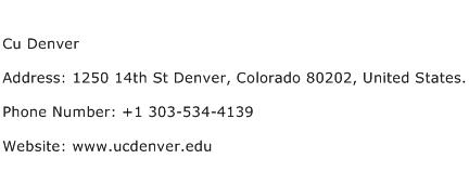 Cu Denver Address Contact Number