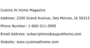 Cuisine At Home Magazine Address Contact Number