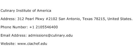 Culinary Institute of America Address Contact Number