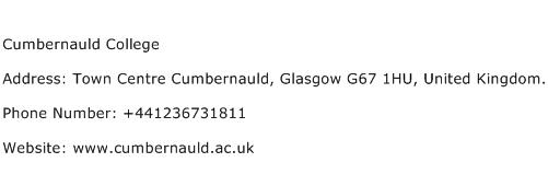 Cumbernauld College Address Contact Number