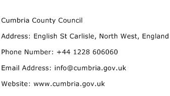 Cumbria County Council Address Contact Number