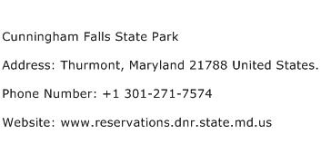 Cunningham Falls State Park Address Contact Number