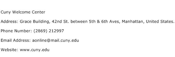 Cuny Welcome Center Address Contact Number