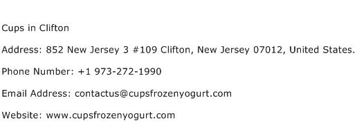 Cups in Clifton Address Contact Number