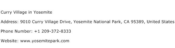 Curry Village in Yosemite Address Contact Number