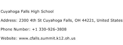 Cuyahoga Falls High School Address Contact Number